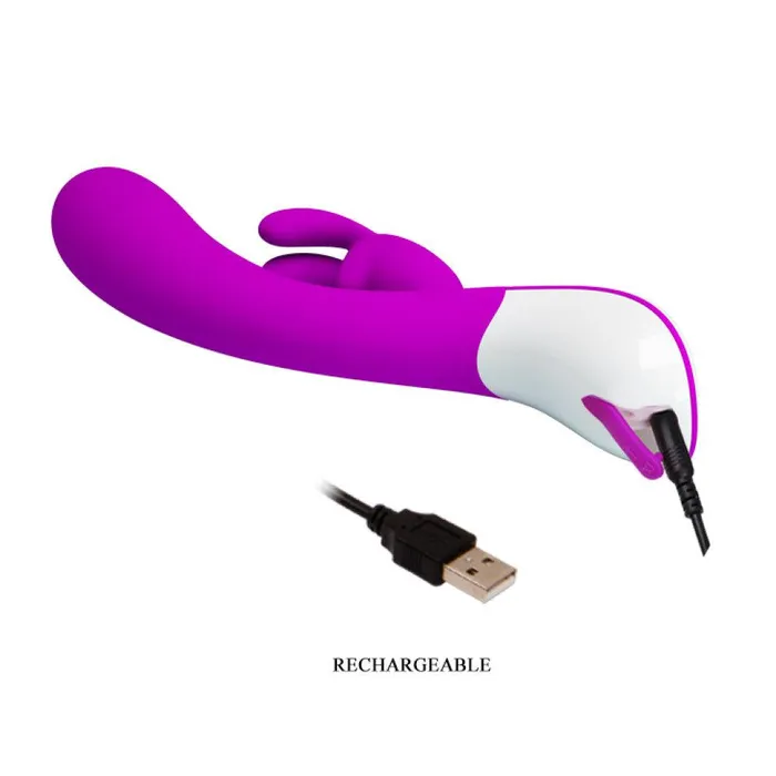 Rechargeable rabbit vibrator with two Harlan motors Pretty Love Female Sex Toys