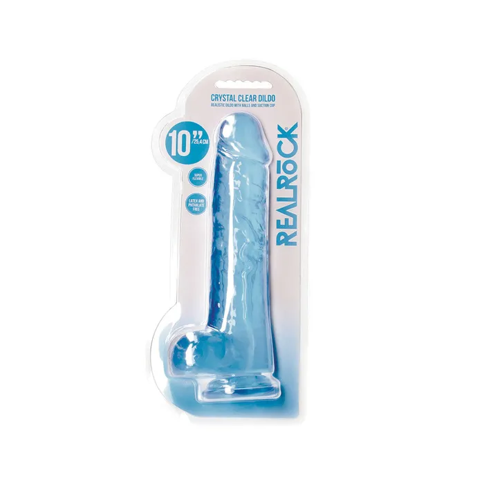 Shots Toys Dildos Realistic Jelly Dildo with Testicles Real Rock Crystal 10 Blue