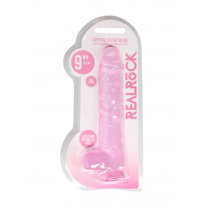 Shots Toys Female Sex Toys Realistic dildo with testicles Crystal Clear 24 cm pink