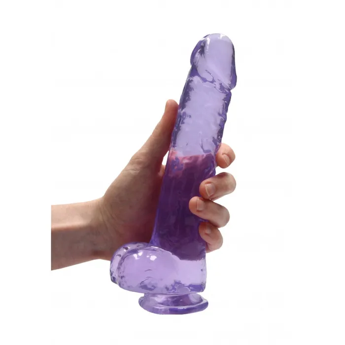 Shots Toys Female Sex Toys Realistic dildo with testicles Crystal Clear 24 cm purple