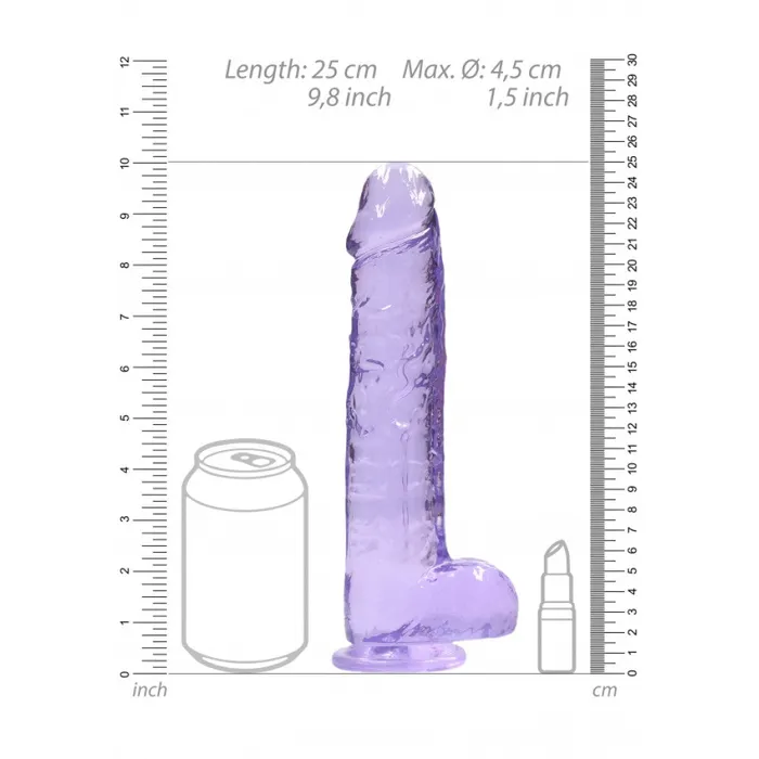 Shots Toys Female Sex Toys Realistic dildo with testicles Crystal Clear 24 cm purple