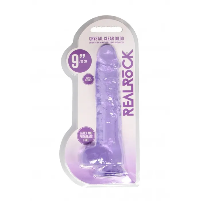 Shots Toys Female Sex Toys Realistic dildo with testicles Crystal Clear 24 cm purple