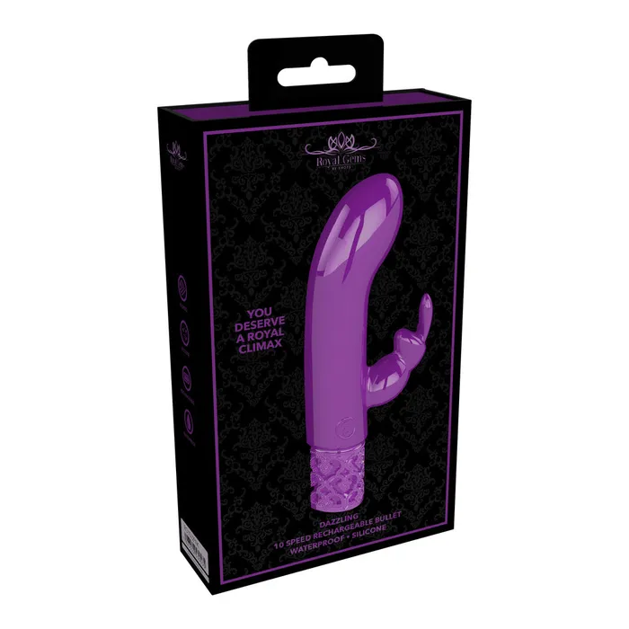 Shots Toys Royal Gems Dazzling Rechargeable Rabbit Bullet Purple Vibrators