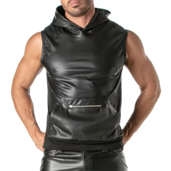 TOF Paris Kinky Zipped Pocket Sleeveless Hoodie Size S Male Sex Toys