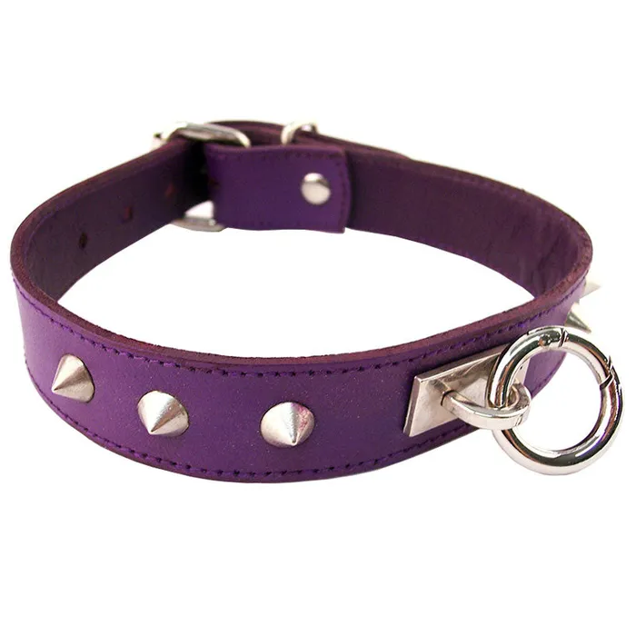 Vibrators Purple ORing Studded Collar Rouge Garments