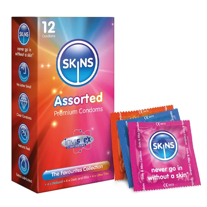 Vibrators Skins Condoms Skins Condoms Assorted 12pk