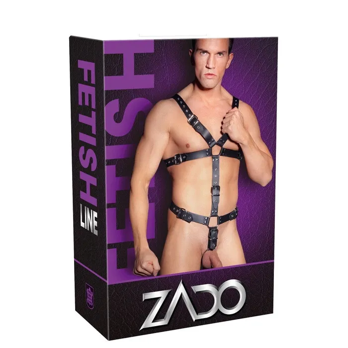 Zado Fetish Mens Leather Body Harness with Cock Ring Zado Male Sex Toys