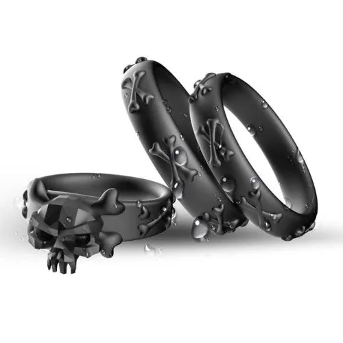 Adults Boutique Nicosia Anal TOYBOY STAY HARD BLACK PIRATE Trio silicone rings