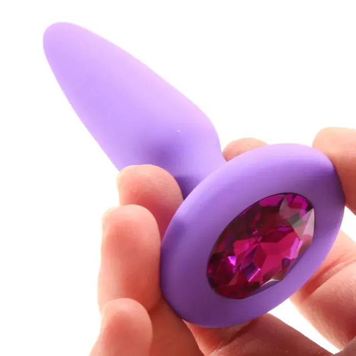 Anal Glams Mini Purple Gem Silicone Butt Plug sextoysvancouver