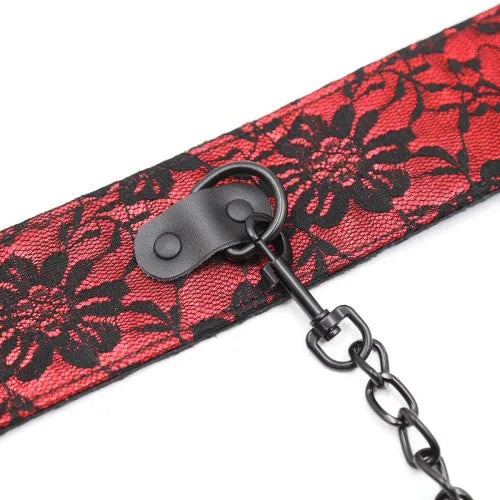 Anal Naughty Toys Naughty Toys Red Collar with Black Leash