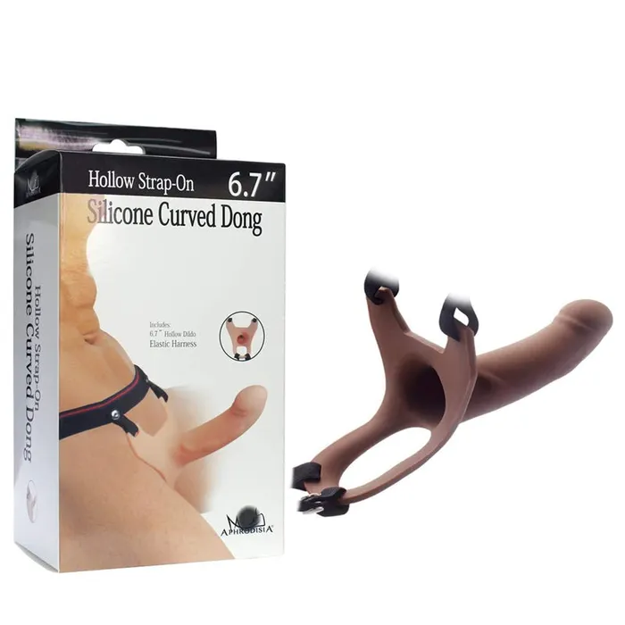 Aphrodisia Hollow StrapOn Dildo Harness 67 Silicone Penis Sleeve Extender Brown Aphrodisia Female Sex Toys