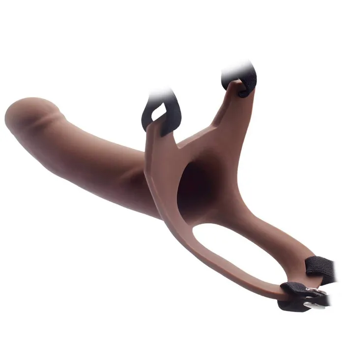 Aphrodisia Hollow StrapOn Dildo Harness 67 Silicone Penis Sleeve Extender Brown Aphrodisia Female Sex Toys