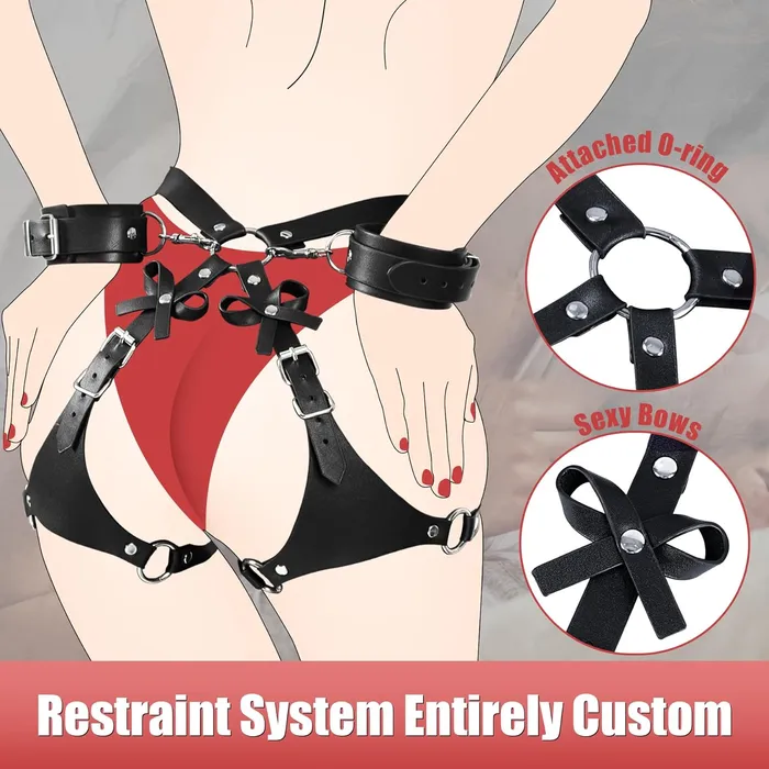 BDSM Sexy Straps Bondage Harness Restraints Set with Handcuffs SexyPlay Female Sex Toys