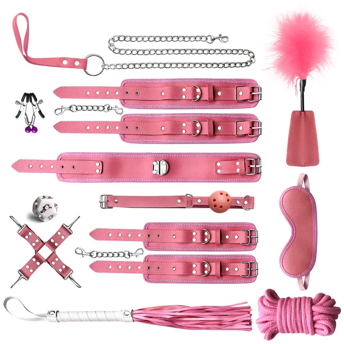 Couples SexyPlay BDSM 14Piece Restraint Bondage Kit Pink Fetish Play Set