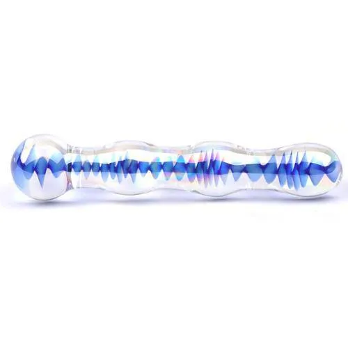 Dildos Various Toy Brands Blue Wavy Glass Dildo