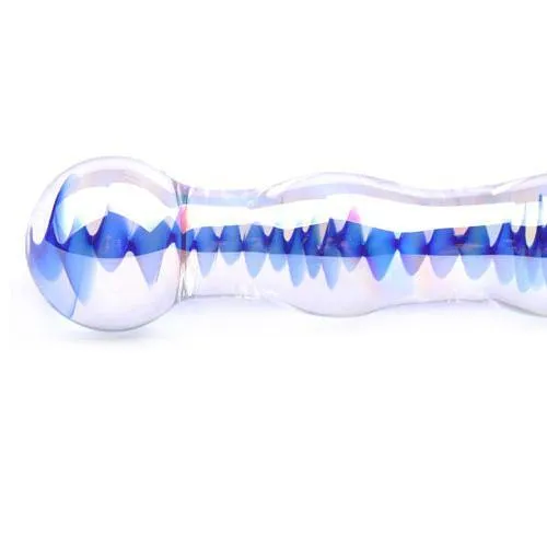 Dildos Various Toy Brands Blue Wavy Glass Dildo