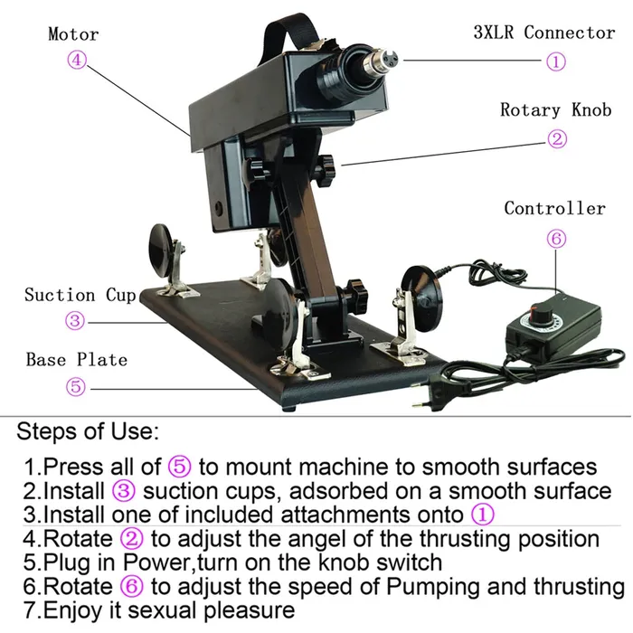 Female Sex Toys A6C Auto Thrusting Sex Machine with 5 Attachments Kit SexyPlay