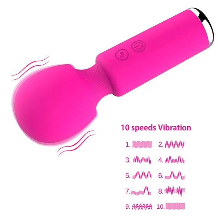 Female Sex Toys HC HC Silicone Mini Wand Massager Vibrator Rose