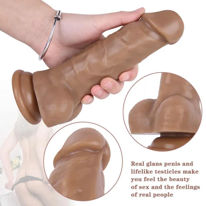 Female Sex Toys MD 748 Mustang Silicone Thick Realistic Dildo Brown MD