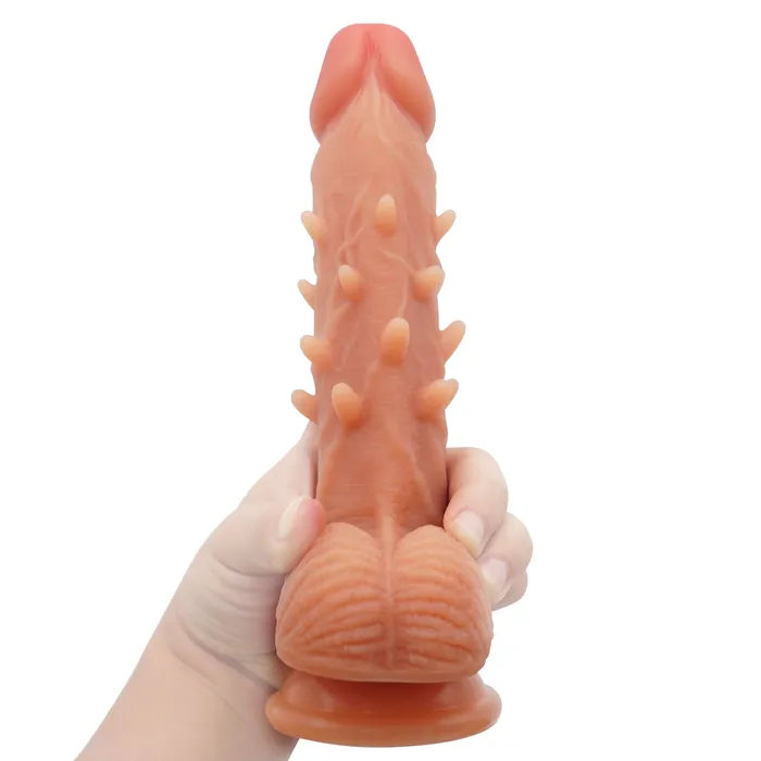 Female Sex Toys MD MD Spiked Dildo with Suction Cup Flesh Brown