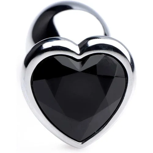 LARGE heart base metal butt plug BLACK 9 X 4 cm Naughty Toys Anal