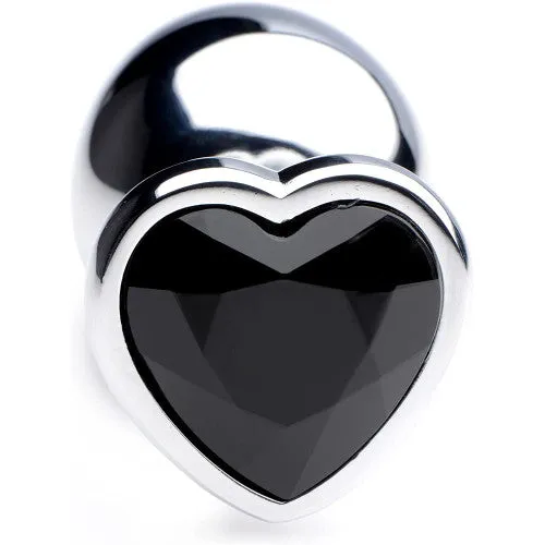 LARGE heart base metal butt plug BLACK 9 X 4 cm Naughty Toys Anal