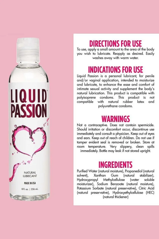 Liquid Passion Natural Lubricant 8oz 16oz 34oz Sex On the Go Sexual Health Wellbeing