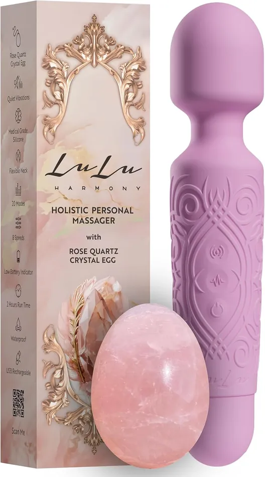 LuLu Vibrators LuLu Wand Massager Vibrator with Yoni Egg Powerful MultiSpeed Emotional Healing SelfLove Romantic Intimacy Enhancement and Relaxation Set for Women Rose Quartz