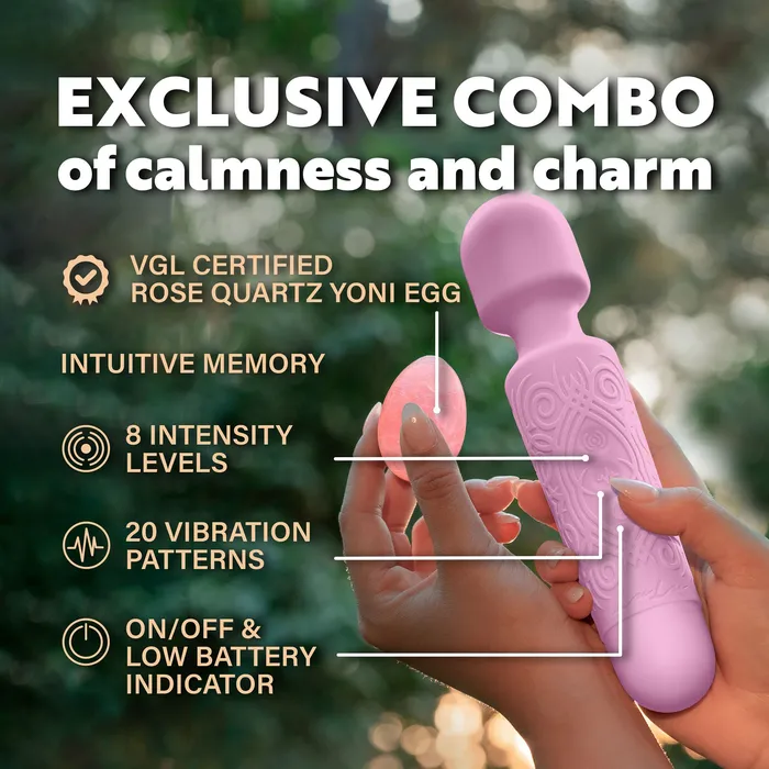 LuLu Vibrators LuLu Wand Massager Vibrator with Yoni Egg Powerful MultiSpeed Emotional Healing SelfLove Romantic Intimacy Enhancement and Relaxation Set for Women Rose Quartz