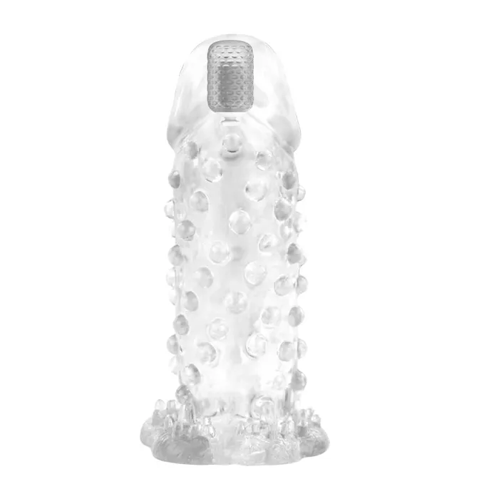 Male Sex Toys BAILE BAILE Brave Man Beaded Vibrating Penis Sleeve Extender