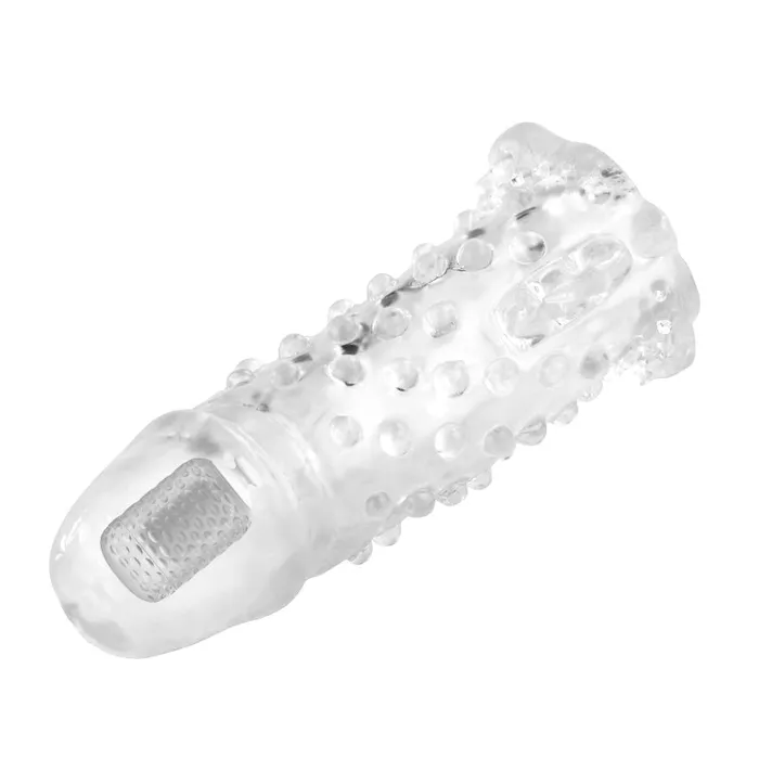 Male Sex Toys BAILE BAILE Brave Man Beaded Vibrating Penis Sleeve Extender