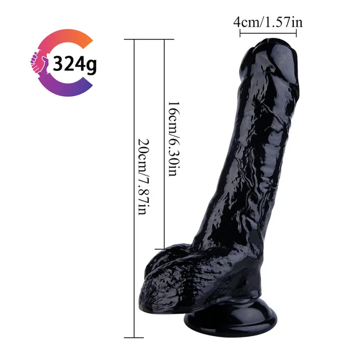 MD 20cm Foreskin Baby Crystal Realistic Dildo Black MD Female Sex Toys