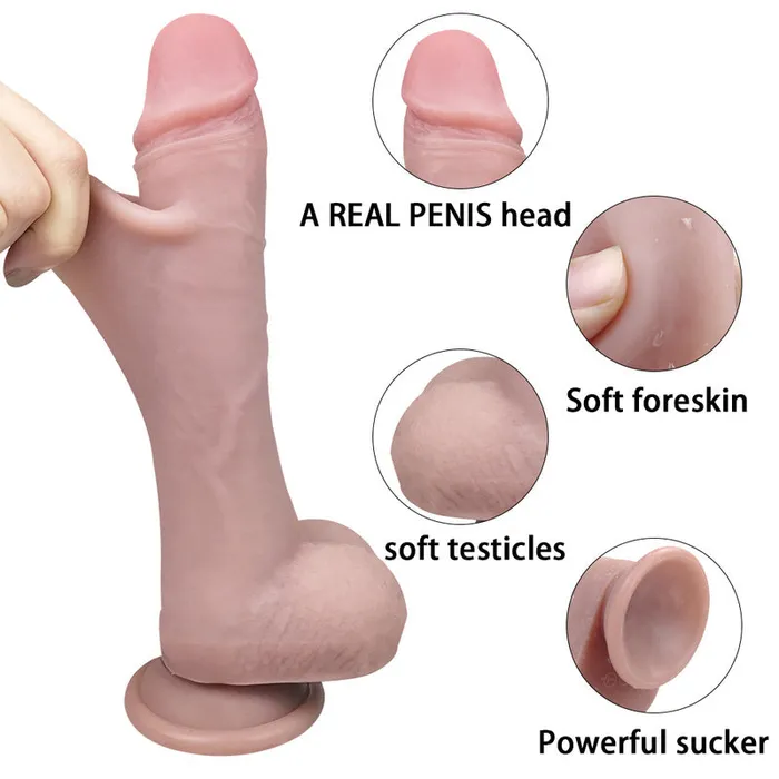 MD Female Sex Toys MD Skiner 215cm Realistic Silicone Dildo with Sliding Skin