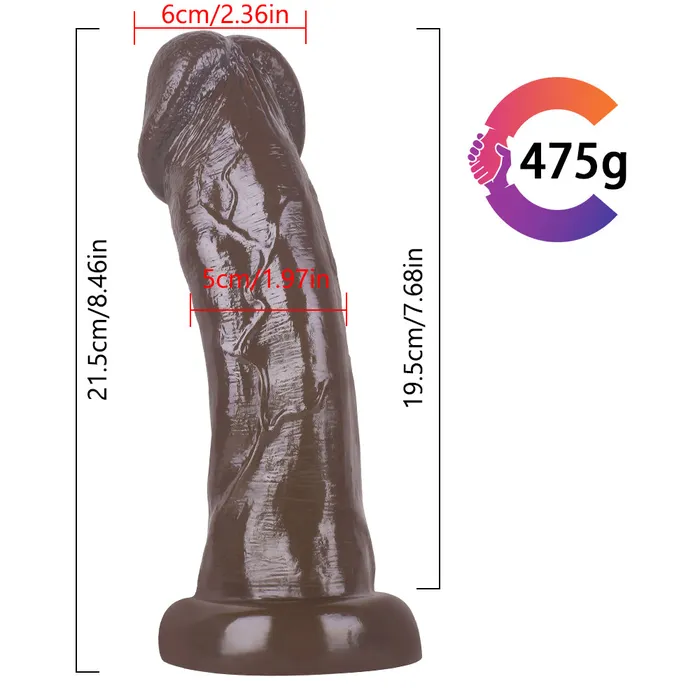 MD MD 846 inch Large Realistic Dildo Anal Plug Curved Coffee Anal