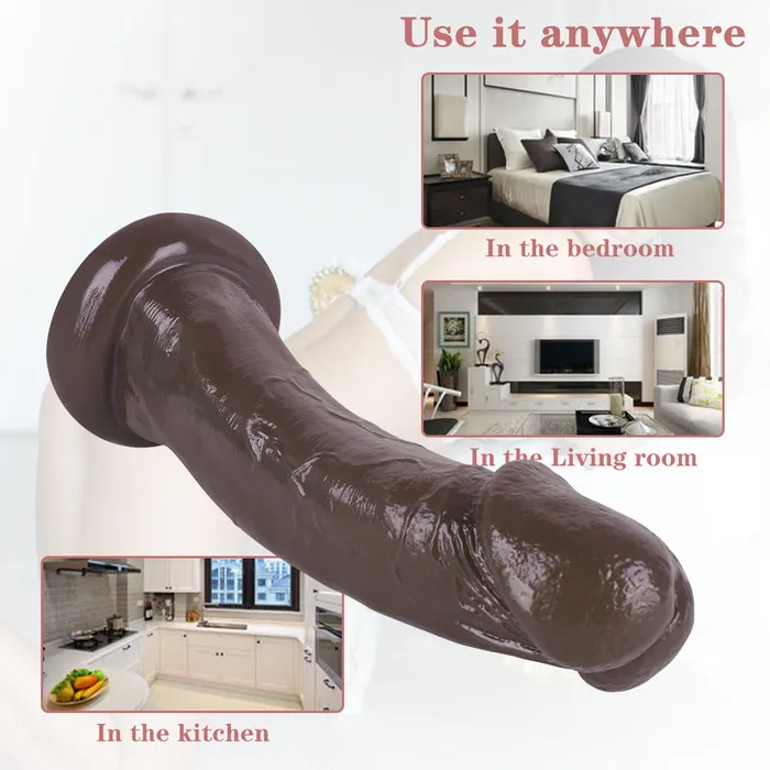 MD MD 846 inch Large Realistic Dildo Anal Plug Curved Coffee Anal