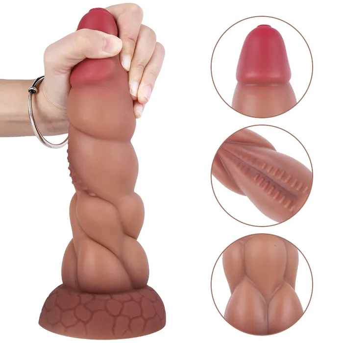 MD MD 886 Bad Dragon Silicone Fantasy Realistic Dildo Anal Plug Light Brown Anal