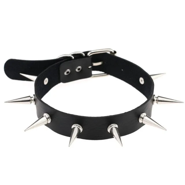 Restraints Kinkpod Goth Black Leather Choker Necklace