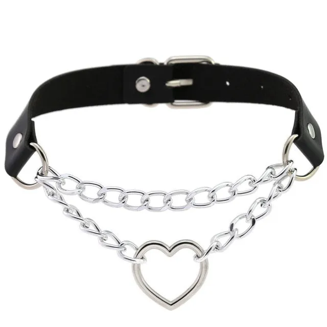 Restraints Kinkpod Goth Black Leather Choker Necklace