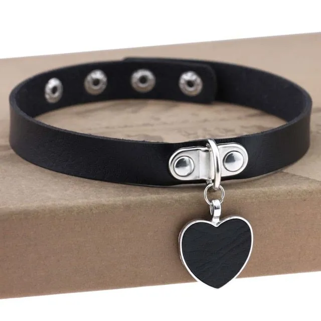 Restraints Kinkpod Goth Black Leather Choker Necklace