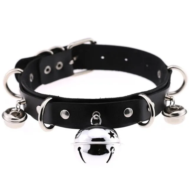 Restraints Kinkpod Goth Black Leather Choker Necklace