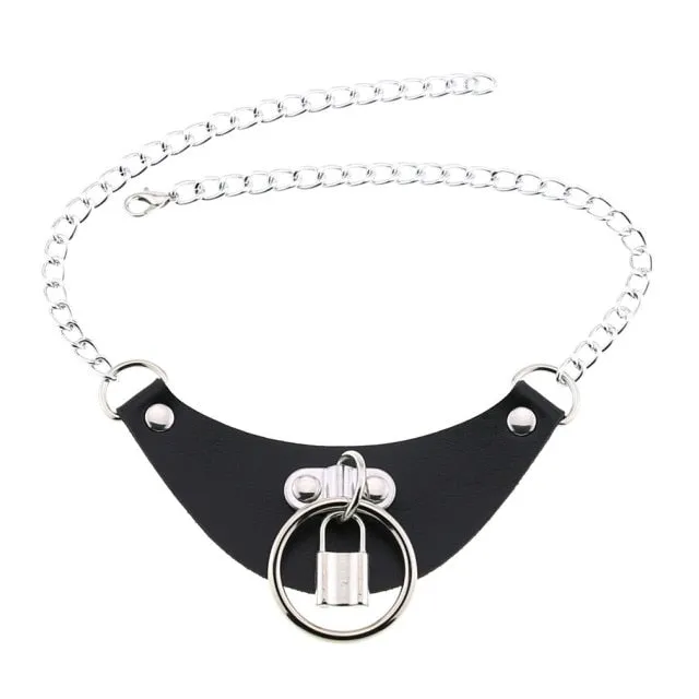 Restraints Kinkpod Goth Black Leather Choker Necklace