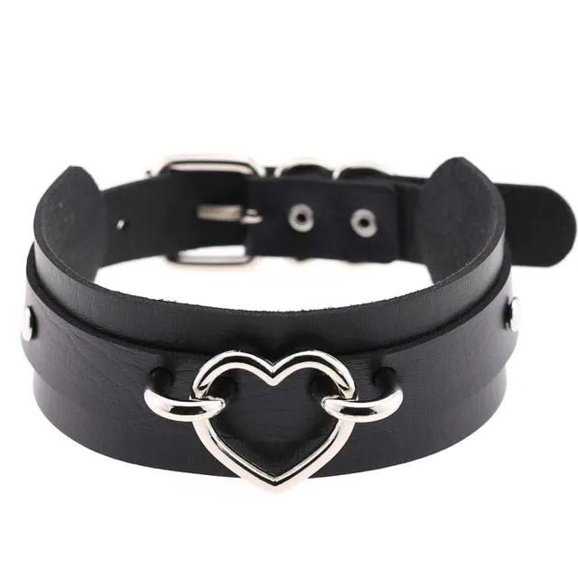 Restraints Kinkpod Goth Black Leather Choker Necklace