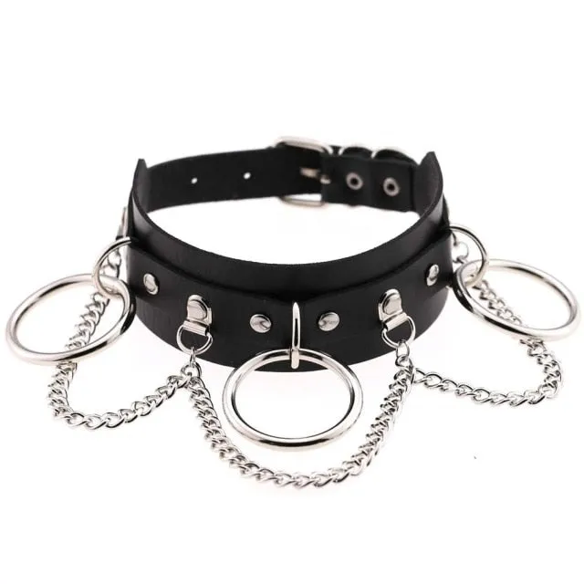 Restraints Kinkpod Goth Black Leather Choker Necklace