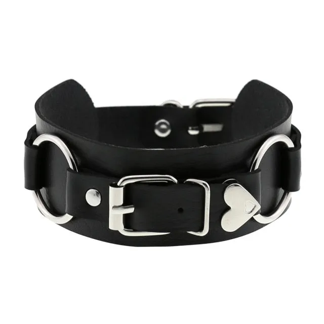 Restraints Kinkpod Goth Black Leather Choker Necklace