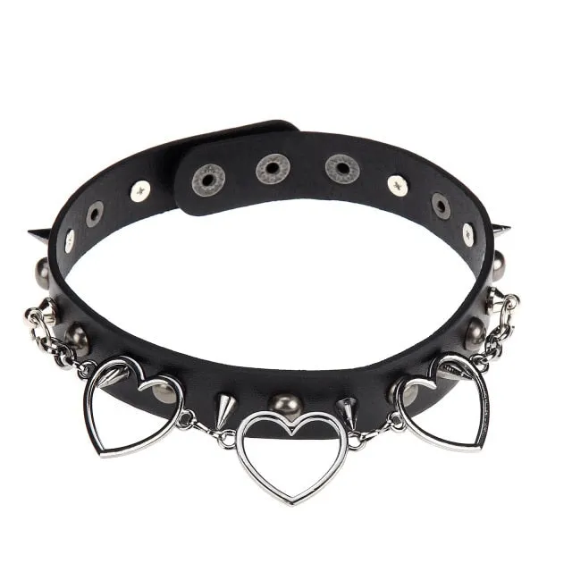 Restraints Kinkpod Goth Black Leather Choker Necklace