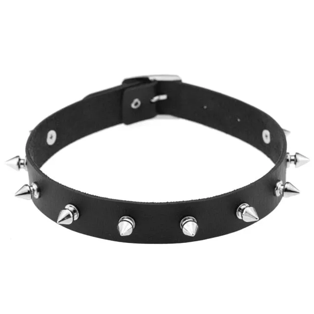 Restraints Kinkpod Goth Black Leather Choker Necklace