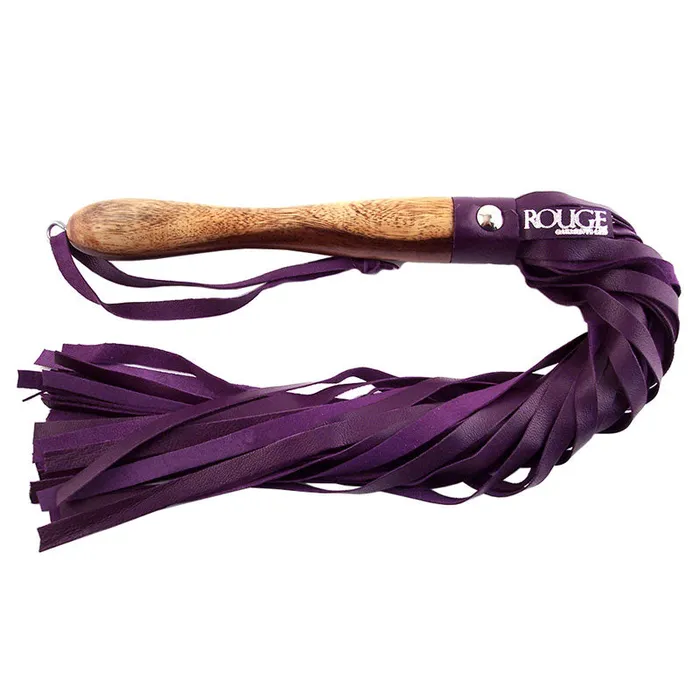 Rouge Garments Wooden Handled Purple Leather Flogger Rouge Garments Vibrators