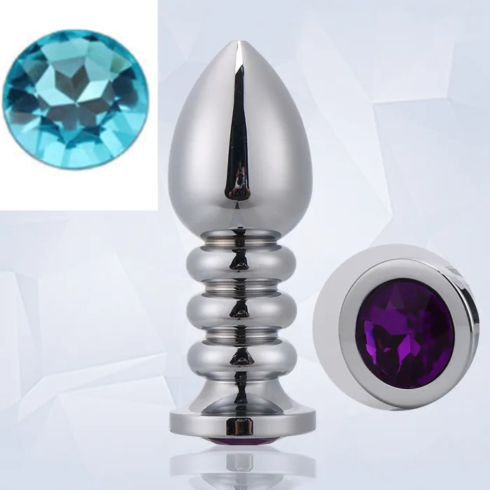 RY Large Jewelled Stainless Steel Anal Plug Threaded Crystal Edition RY Male Sex Toys