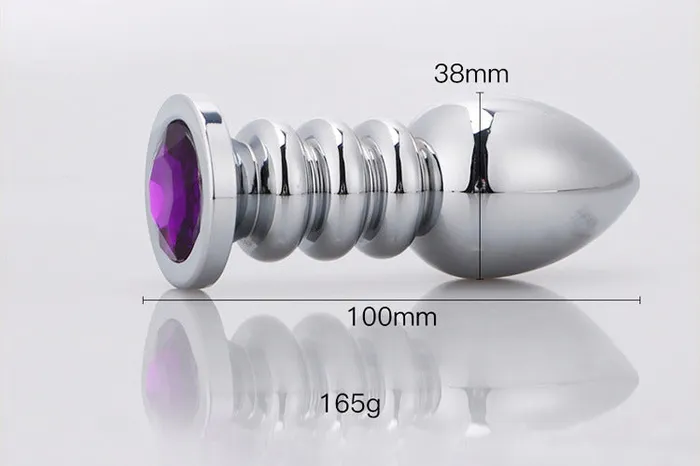 RY Large Jewelled Stainless Steel Anal Plug Threaded Crystal Edition RY Male Sex Toys