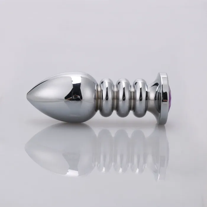 RY Large Jewelled Stainless Steel Anal Plug Threaded Crystal Edition RY Male Sex Toys